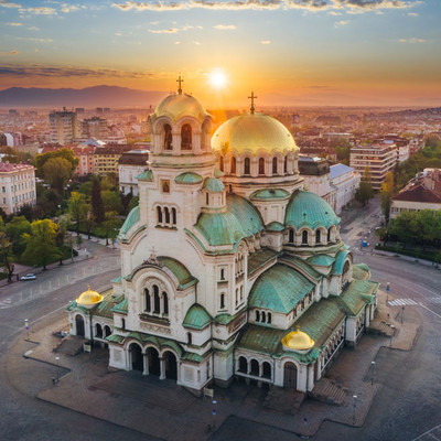 The Alexander Nevsky Cathedral in Sofia during sunset