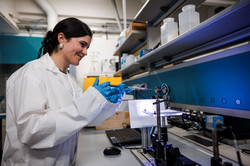 A student at the University of Bergamo in the laboratory spaces