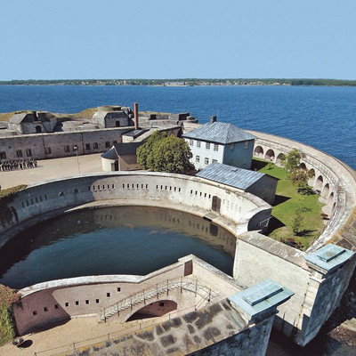 A circular fortress by the ocean shore, the Kungsholm’s Fortress in the archipelago of Karlskrona.